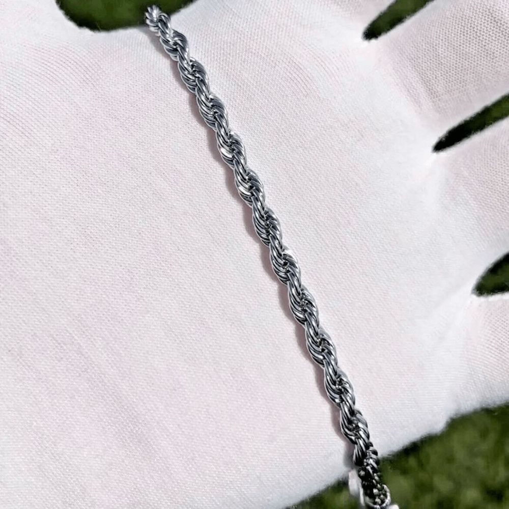 5mm Solid 316L Stainless Steel Mens Twisted Rope Cable Chain Necklace Choker - Picture 8 of 8